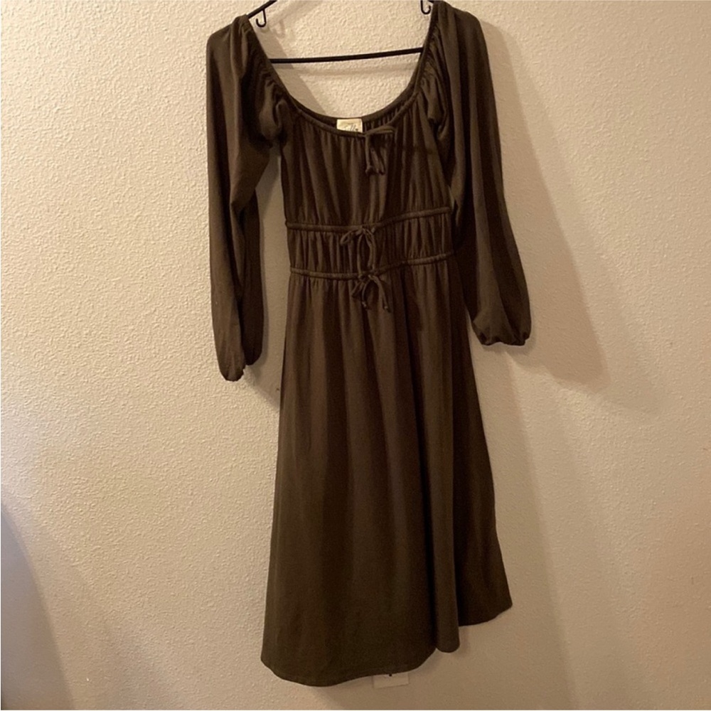 NWT Anthropologie Elegant Brown Long Sleeve Dress